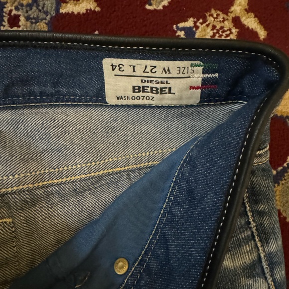 DIESEL BEBEL JEANS W/LEATHER TRIM- never worn - Picture 6 of 6